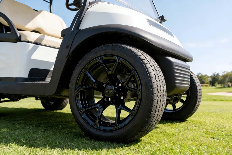 WUKO HUNT Golf Cart SS Wheel Center Cap Cover, ITP Push in Style Wheel Hub Caps Dust Cover for EZGO Club Car Yamaha and Other Models 8,10,12,14 inch Wheel,4 PCS(Gloss Black with Black SS)
