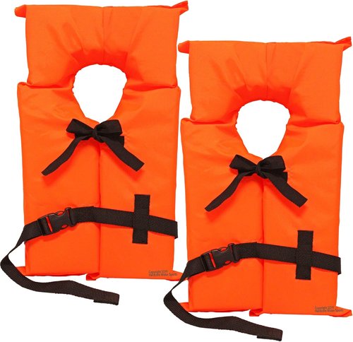 Coast Guard Approved Life Jackets | High Visibility Type II Keyhole Vest - 6 Pack Classic May West Style