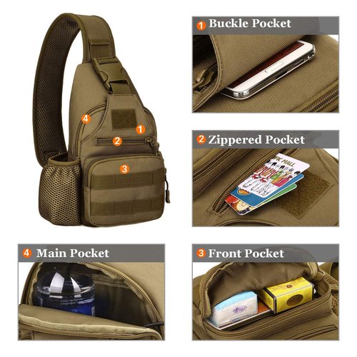 BAIGIO Tactical Sling Backpack Bag for Men Molle Crossbody Shoulder Bags Military EDC Chest Pack One Strap Daypack