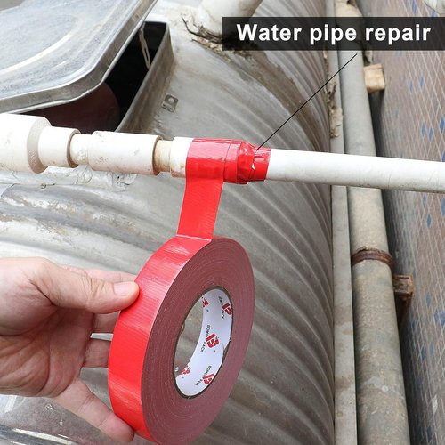 BOMEI PACK Heavy-Duty Waterproof Duct Tape - 1 Inch x 60 Yards, No Residue, Tear by Hand (Red)
