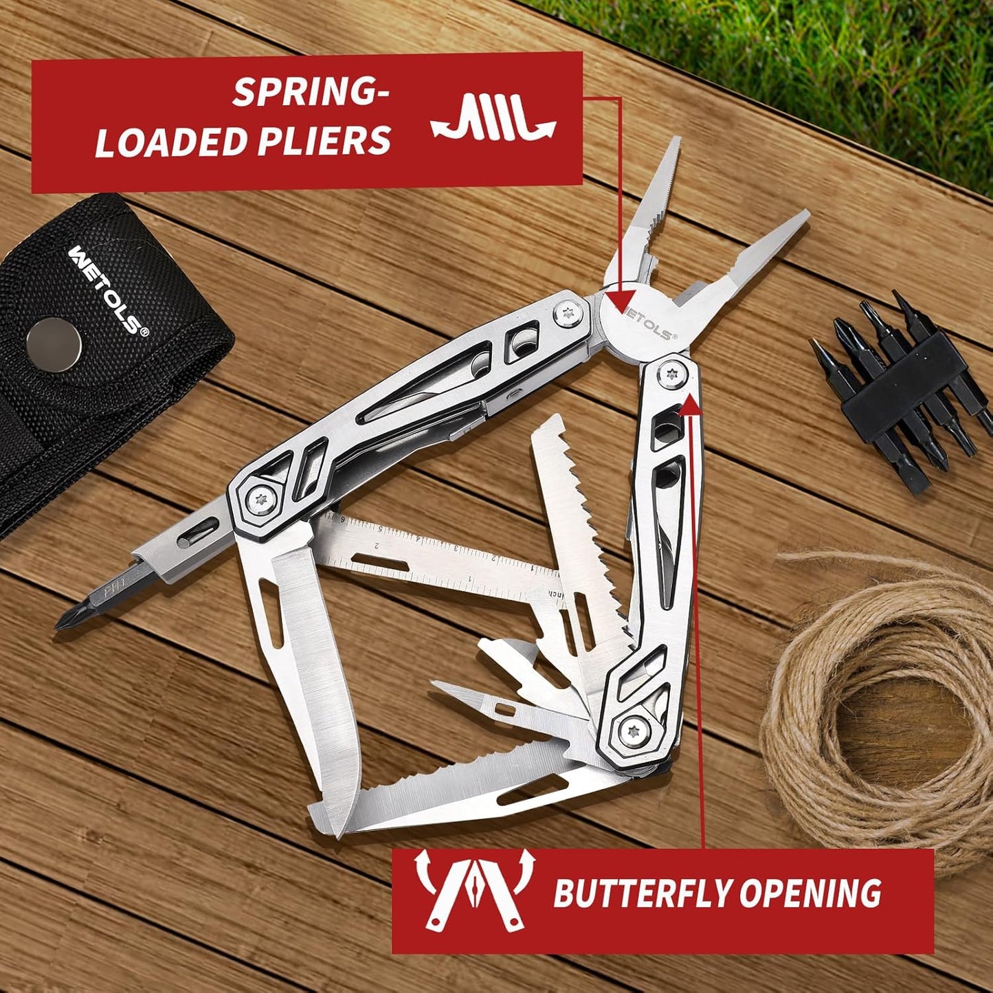 WETOLS 21-in-1 Multitool with Pocket Knife & Pliers - Perfect Christmas Gift for Men & Dads, EDC Survival Gear