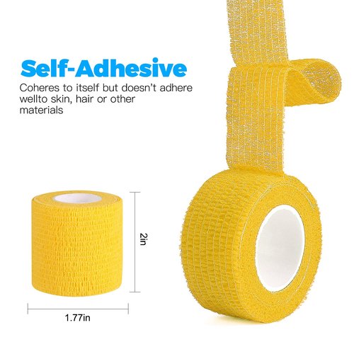 Bandage Wrap 8 Pack 2”x 5 Yards Self Adhesive Bandage Wrap Breathable Cohesive Bandage Wrap Rolls Athletic Elastic Self Adherent Wrap for Sports Injury,Wrist, Knee, Ankle Sprains and Swelling(Yellow)