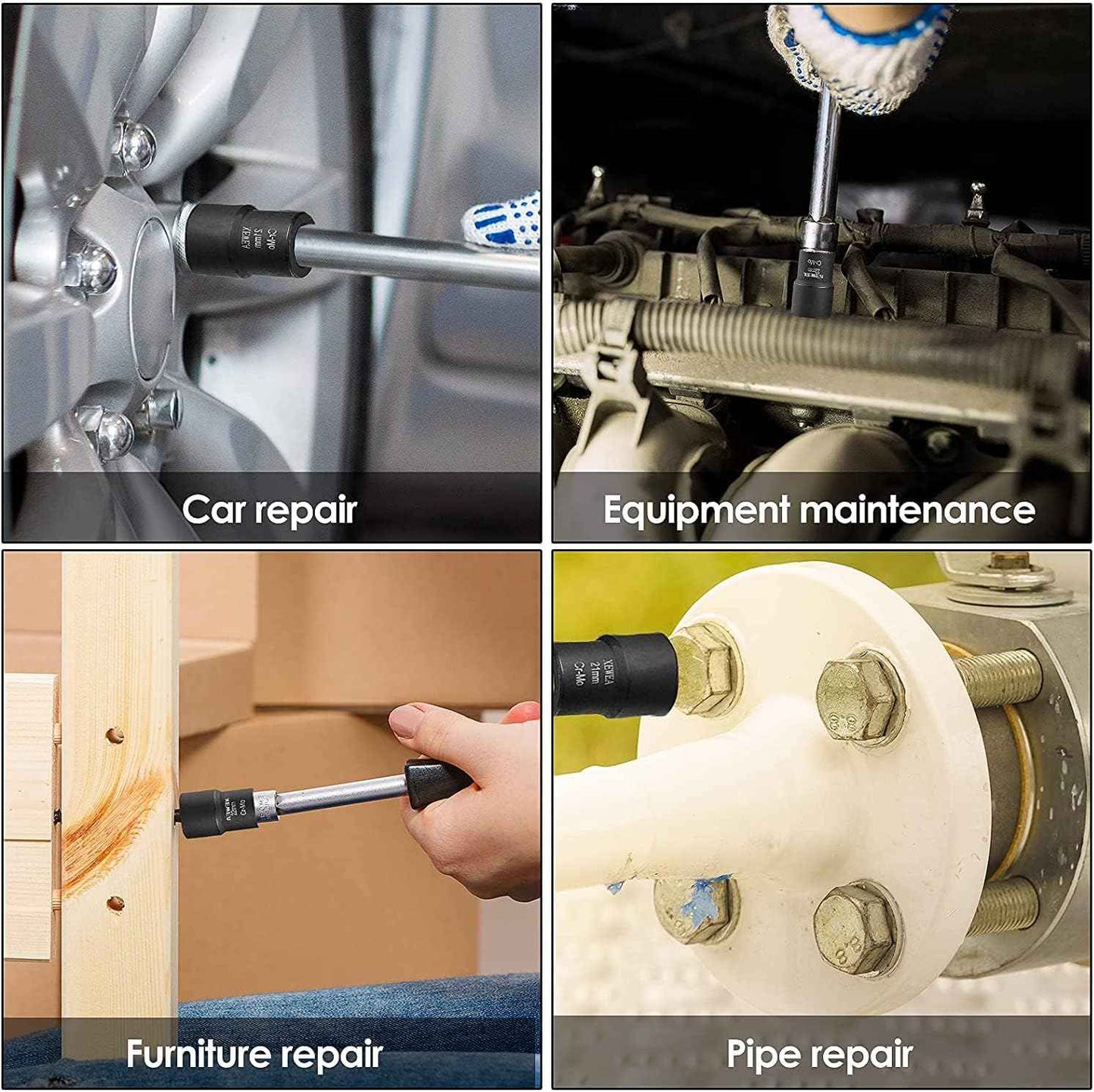 15PCS Lug Nut Removal Tool Set - Easy Out Twist Socket Extractor for Damaged & Rusted Bolts