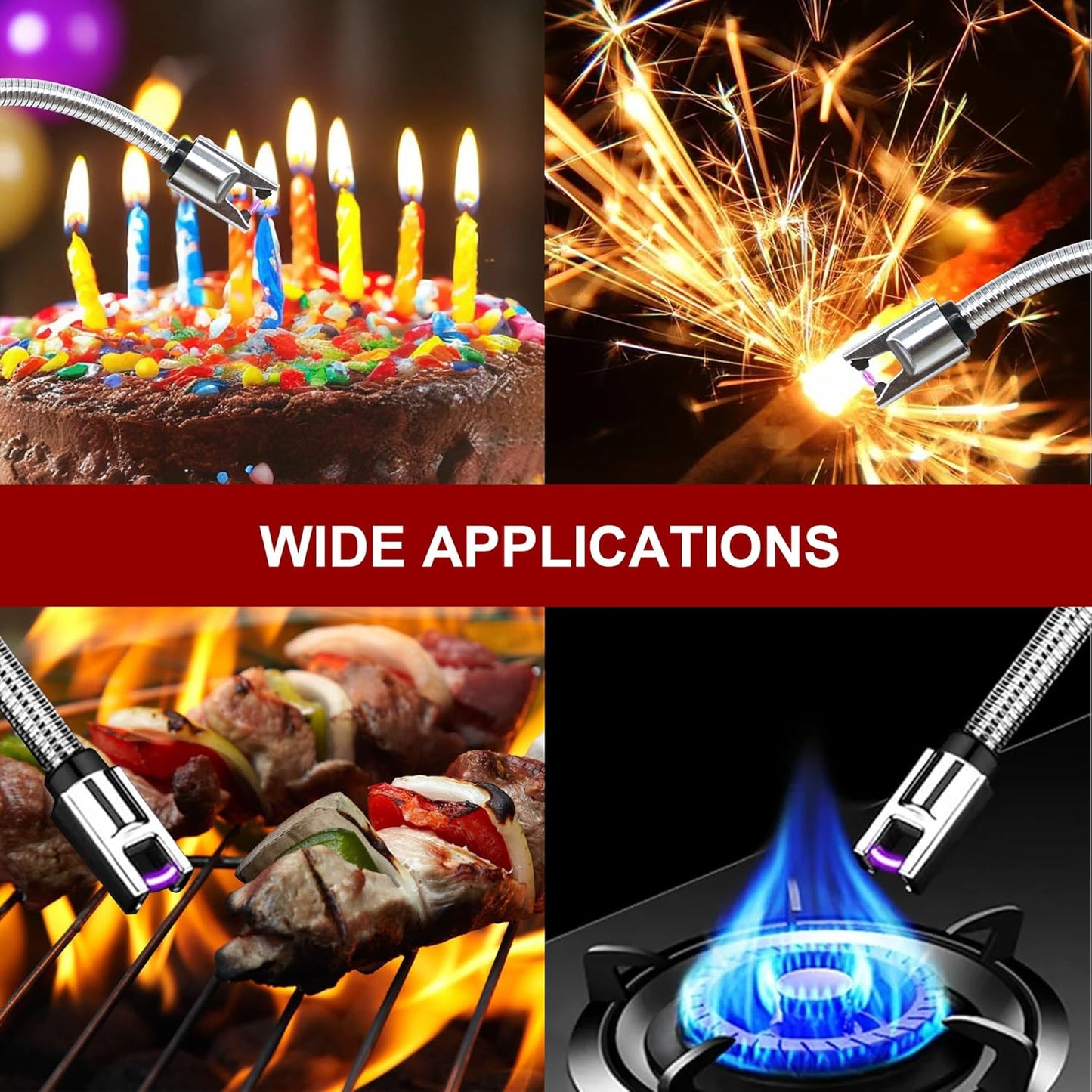 Skiennix Electric Candle Lighter - Rechargeable 360° Flexible Neck Plasma Lighter | 2 Pack (Black)
