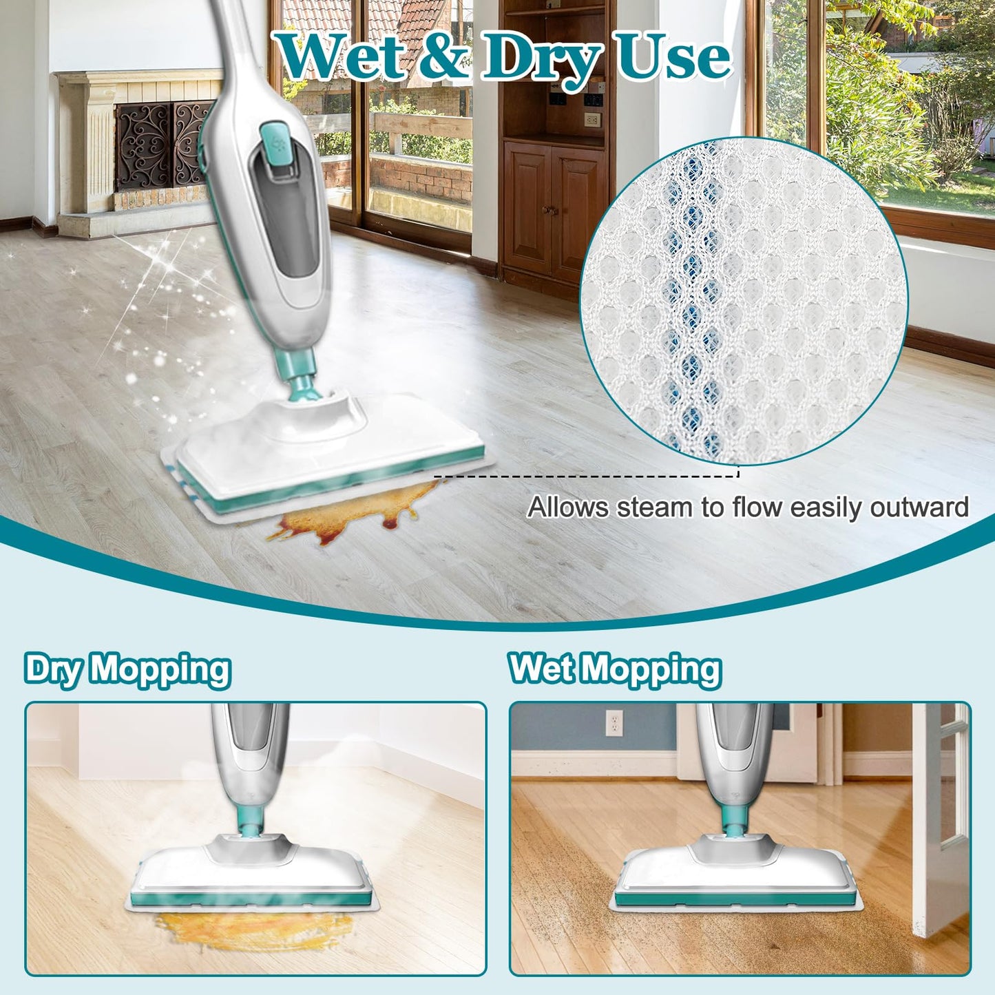 4Pack Steam Mop Pads Replacement for Black+Decker Steam Mop SM1600, SM1610, SM1620, HSM13E1, HSMC1300FX, HSMC1321, HSMC1361SG Cleaner Black and Decker Steam Mop Replacement Pads