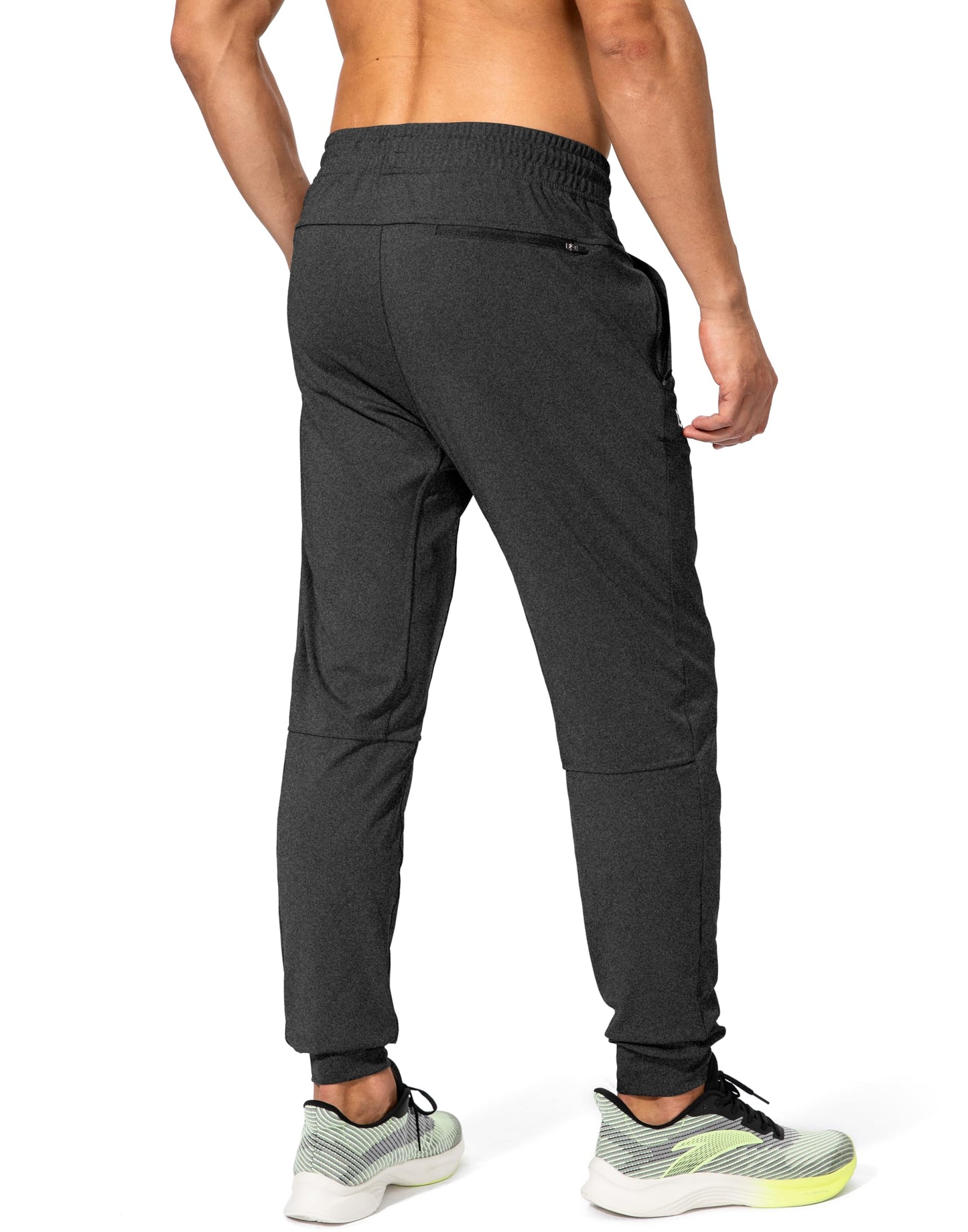 G Gradual Men's Sweatpants with Zipper Pockets Athletic Pants Traning Track Pants Joggers for Men Soccer, Running, Workout(Heathered Black,L)