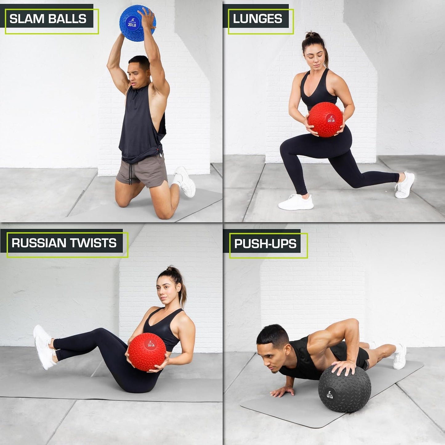 ProsourceFit Slam Medicine Balls - Smooth & Textured Grip for Strength Training | 5-50 lbs Options