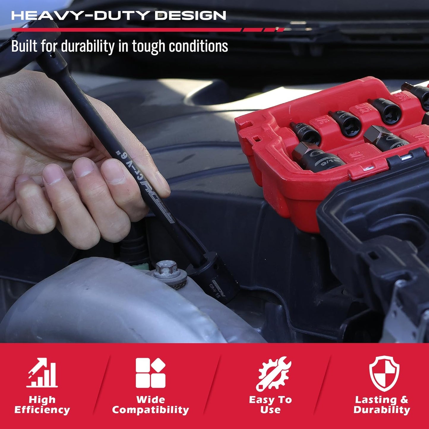 36-Piece Hex Bit Impact Socket Set with Adapters - SAE & Metric, Heavy Duty Storage Case