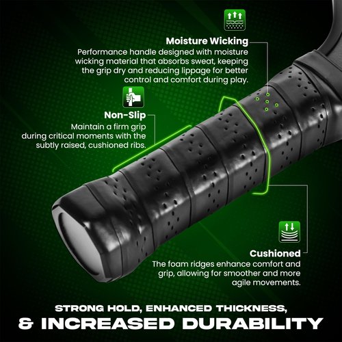 Pickleball Paddles Set of 2, Reinforced T700 Raw Carbon Fiber Paddles with High Texture Surface and Perforated Comfort Grip, Honeycomb Polypropylene Core, 4 Durable Pickleballs & Carry Bag.