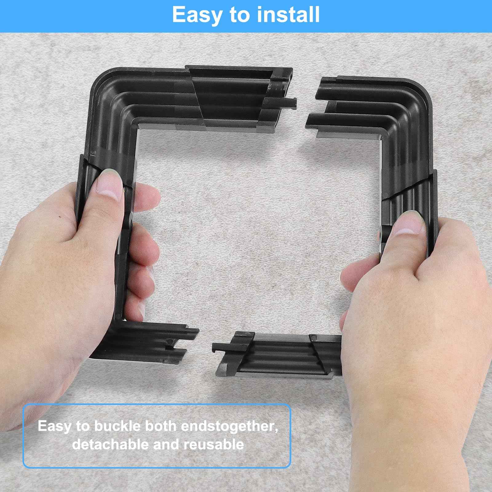 6 Pack 4 x 4 (3.5 inch x 3.5 inch) Vinyl Post Skirt Post Base Cover Column Wraps for Wood Hand Stair Rails and Porch Deck Post Base Black Post Trim