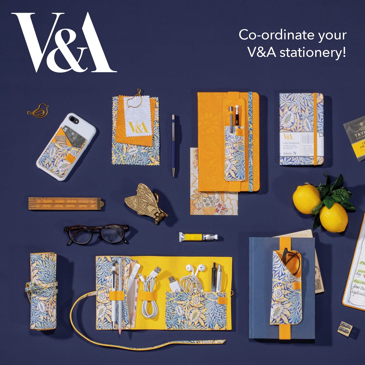 IF V & A Bookaroo Glasses Case Morris Tulip & Willow,Yellow,One Size
