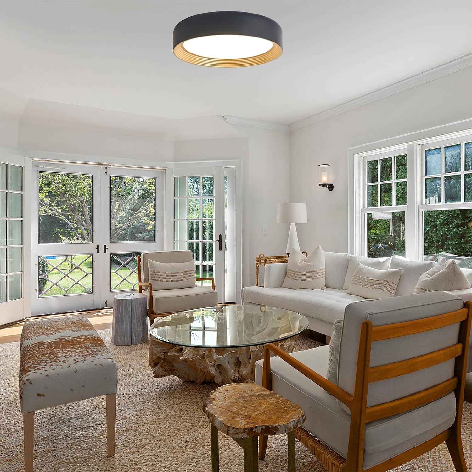 24W Dimmable LED Flush Mount Ceiling Light Fixture - 11.81" Modern 5CCT 3000K-6500K for Kitchen, Hallway & Laundry Room