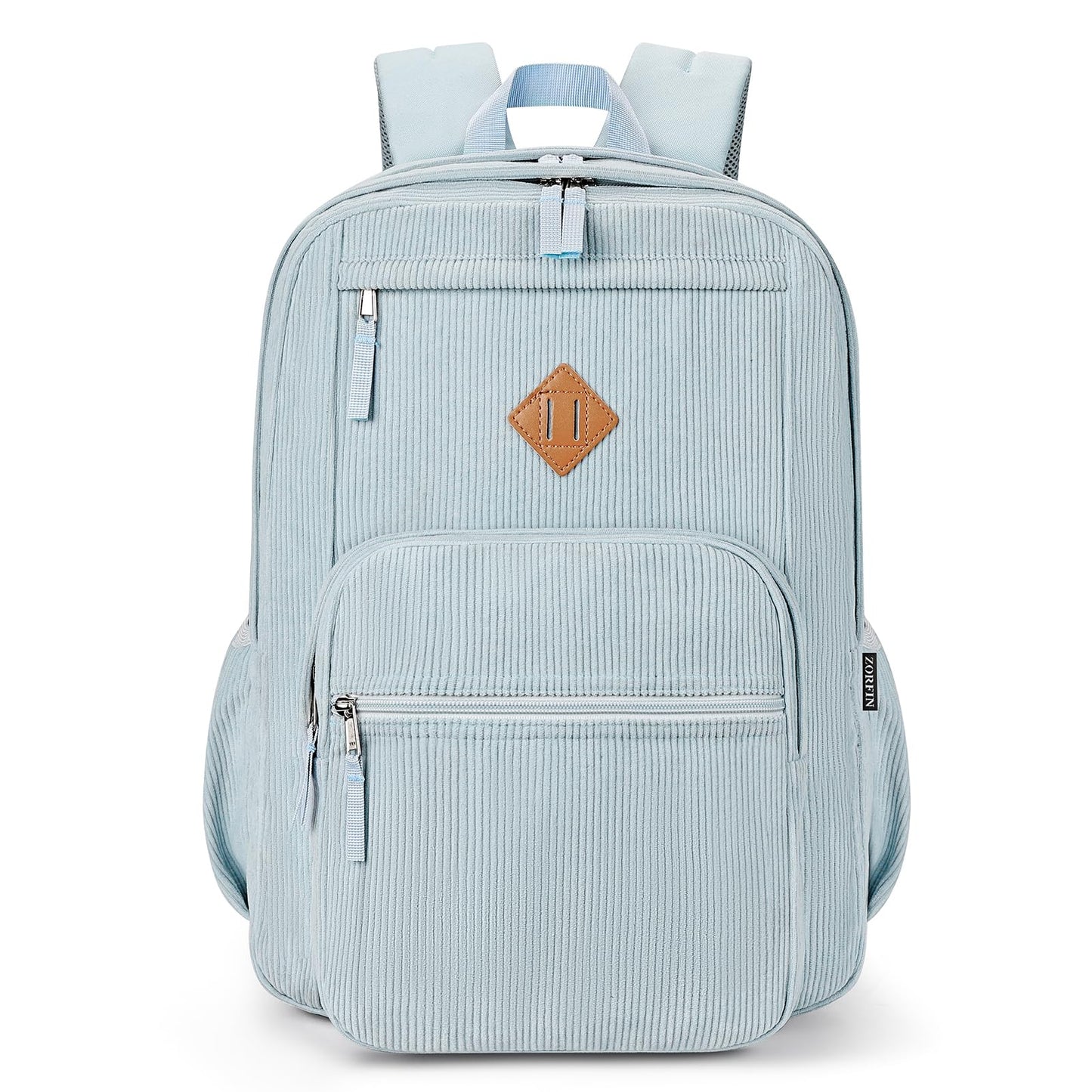ZORFIN 26L Backpack for College, and Travel: Corduroy Bookbag - Sky Blue