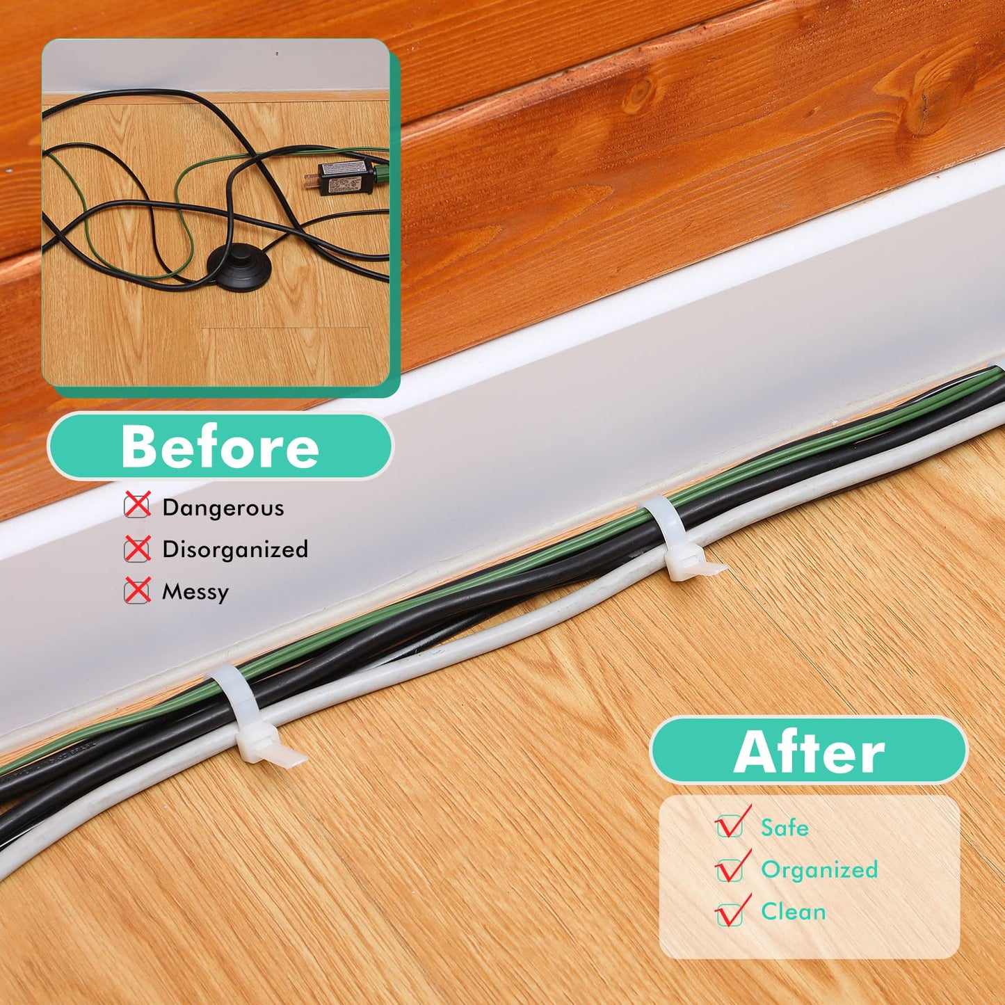 Shappy 50 Pcs Zip Ties Heavy Duty Strong Large Cable Wire Ties Zip Industrial Sturdy Wire, Awnings Tying Branches Bundling of Crops Fixed Water Pipes(18 Inch, 24 Inch, 30 Inch,White)