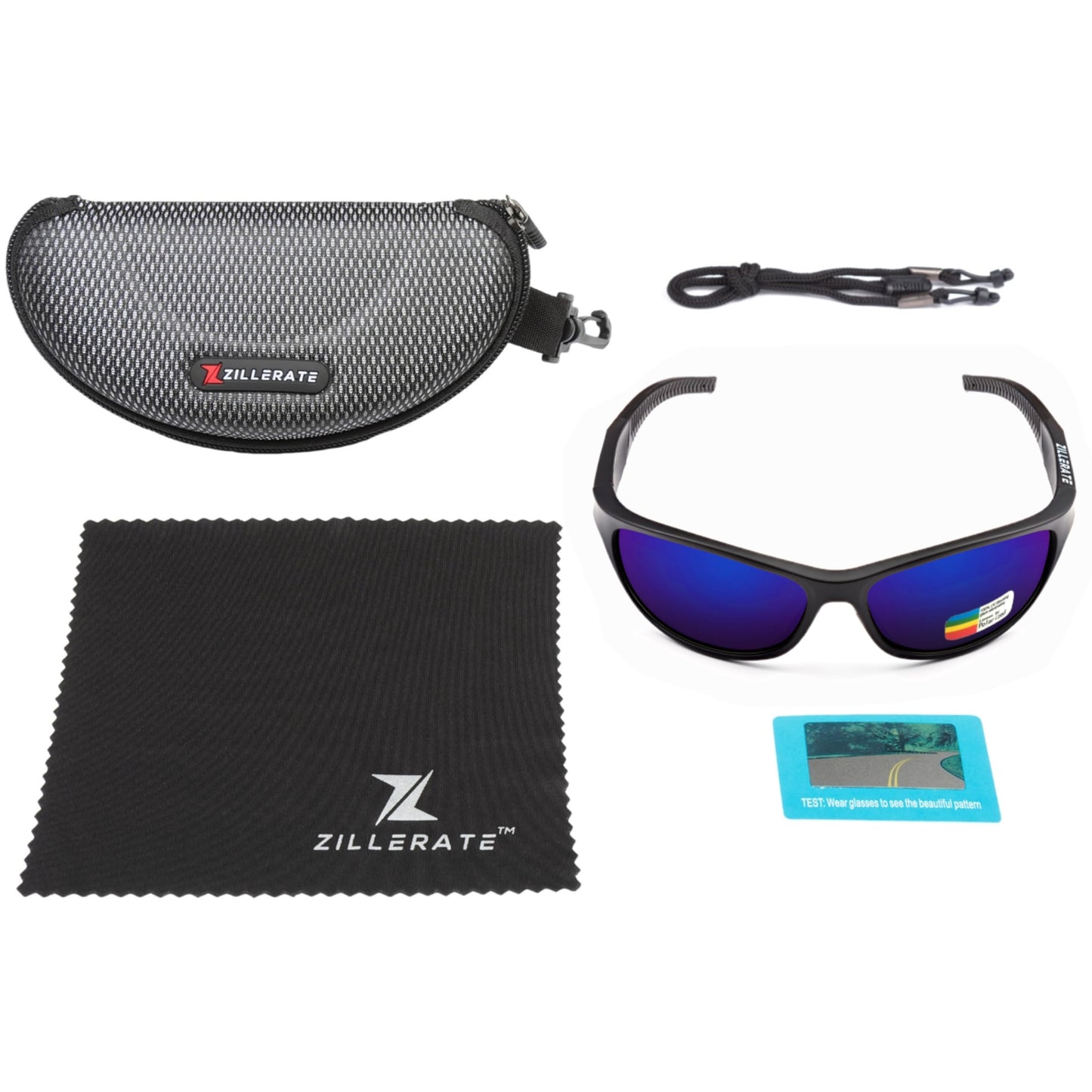 ZILLERATE Polarized Sunglasses For Men - Gafas De Sol Para Hombre - Mens & Womens Sport Sun Glasses, Running Golf Driving Fishing Cycling Sports, 100% UV Protection, Light & Durable Wrap Frame