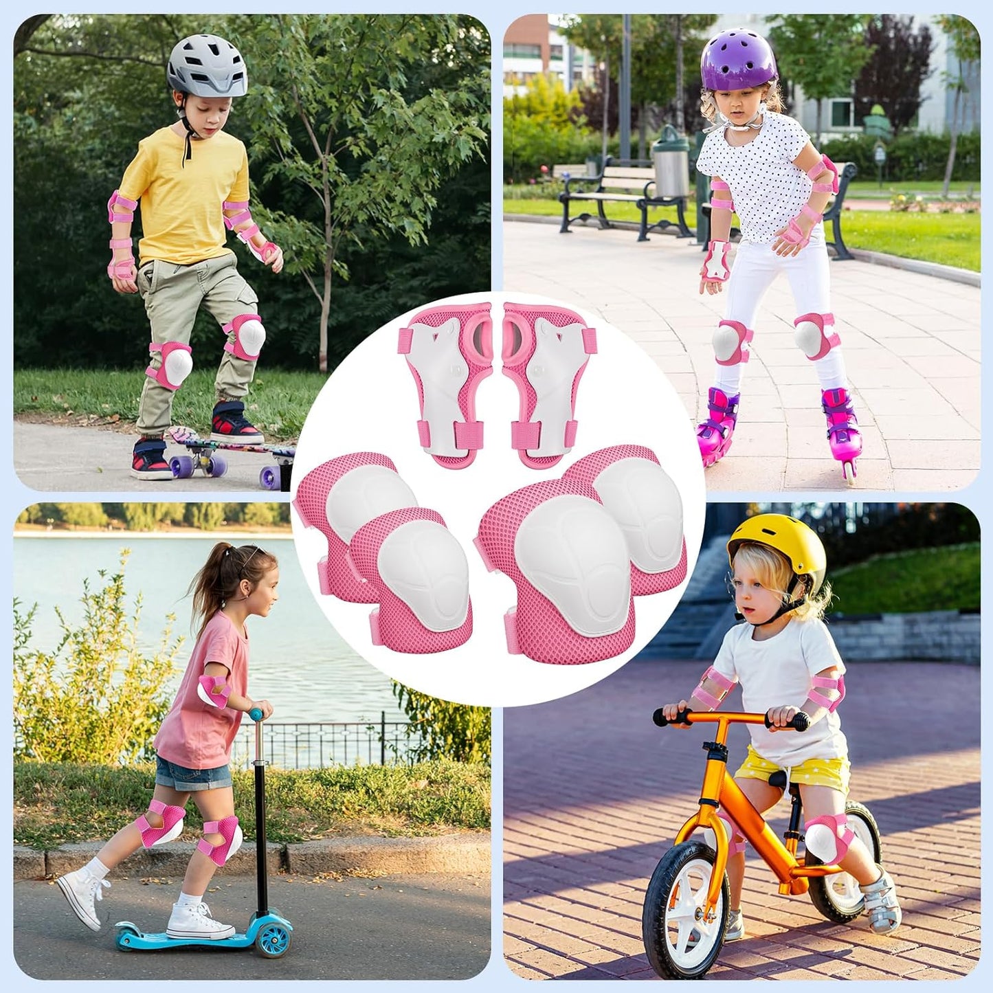 Skiennix Kids Protective Gear Set - Knee Pads, Elbow Pads & Wrist Guards for Skating, Cycling, Rollerblading | 3-in-1 Set
