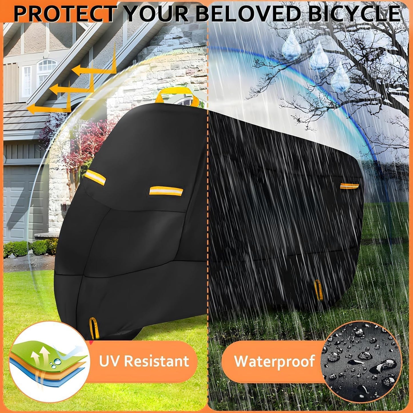 Skiennix Bike Cover - Waterproof Outdoor Protection for 1-2 Bikes | Heavy Duty 420D Ripstop Material