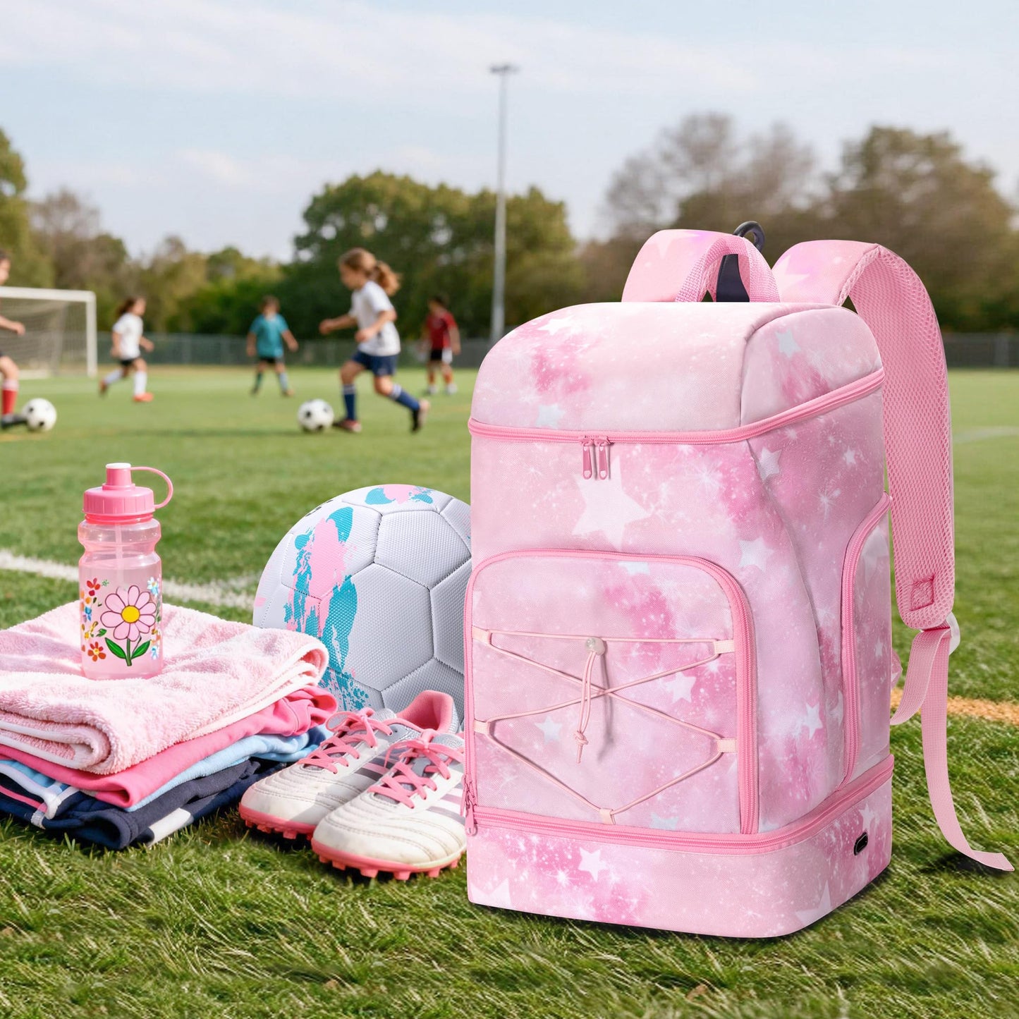 Smasrob Soccer Backpack for Girls with Separate Ball Pocket and Shoe Compartment, Sports Bags for Soccer, Basketball, Volleyball