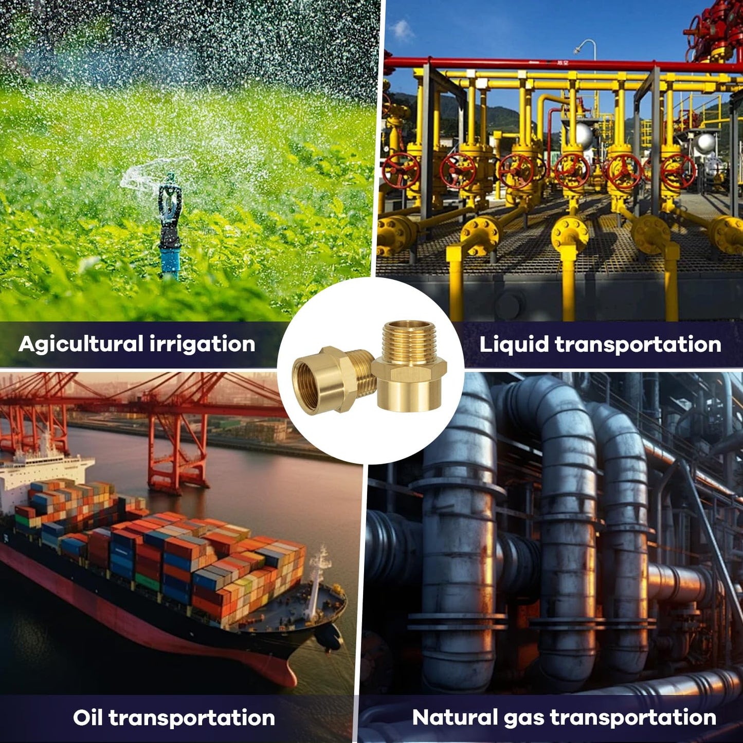 G 1/2 (BSP) Female Thread to US 1/2 NPT Male Thread Brass Pipe Fitting Adapter,G to NPT Adapter 1/2 Inch Converter Connector(2 Pack)