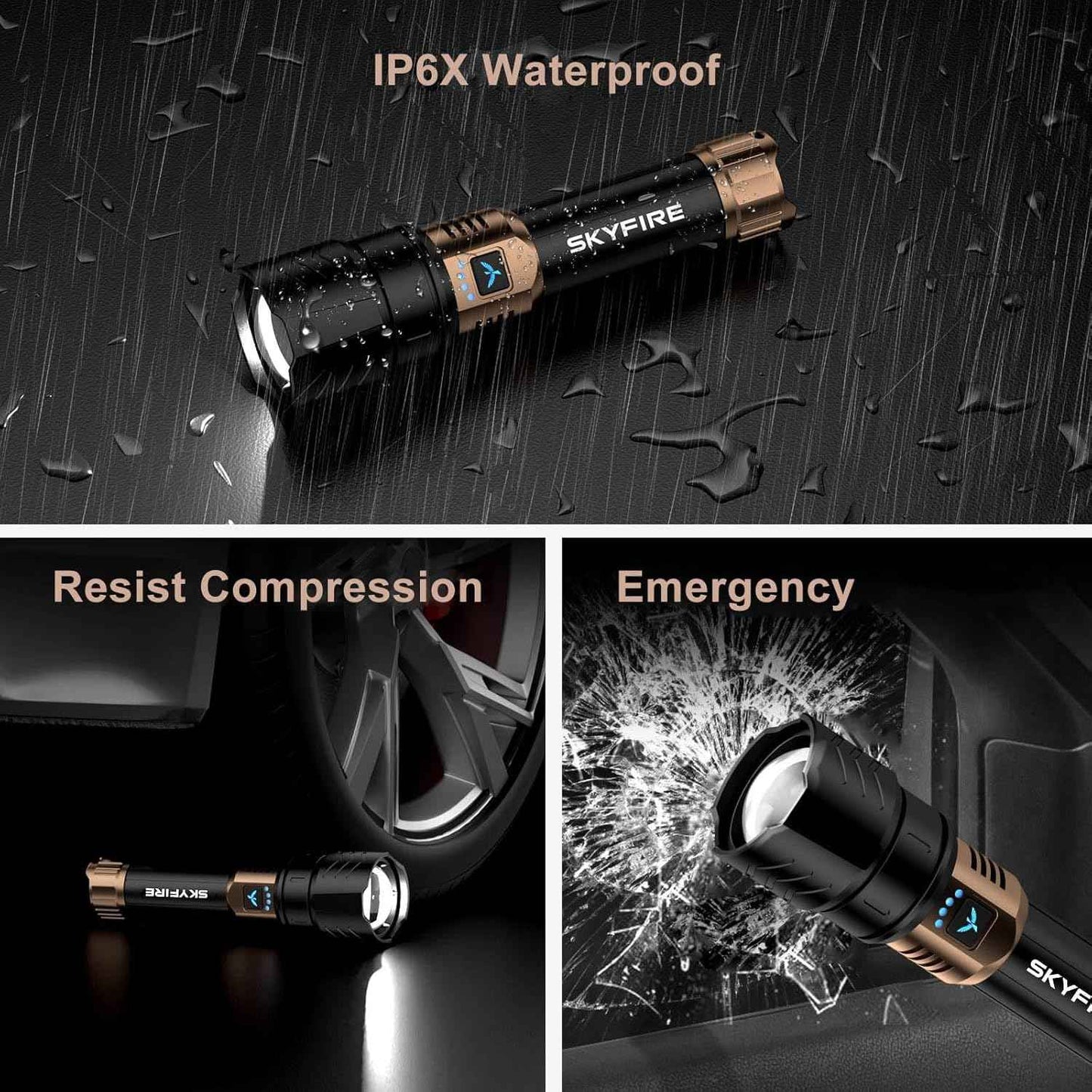 2000 Lumen Rechargeable LED Flashlight - Waterproof Tactical Light with Zoom & 4 Modes for Camping & Outdoor Use