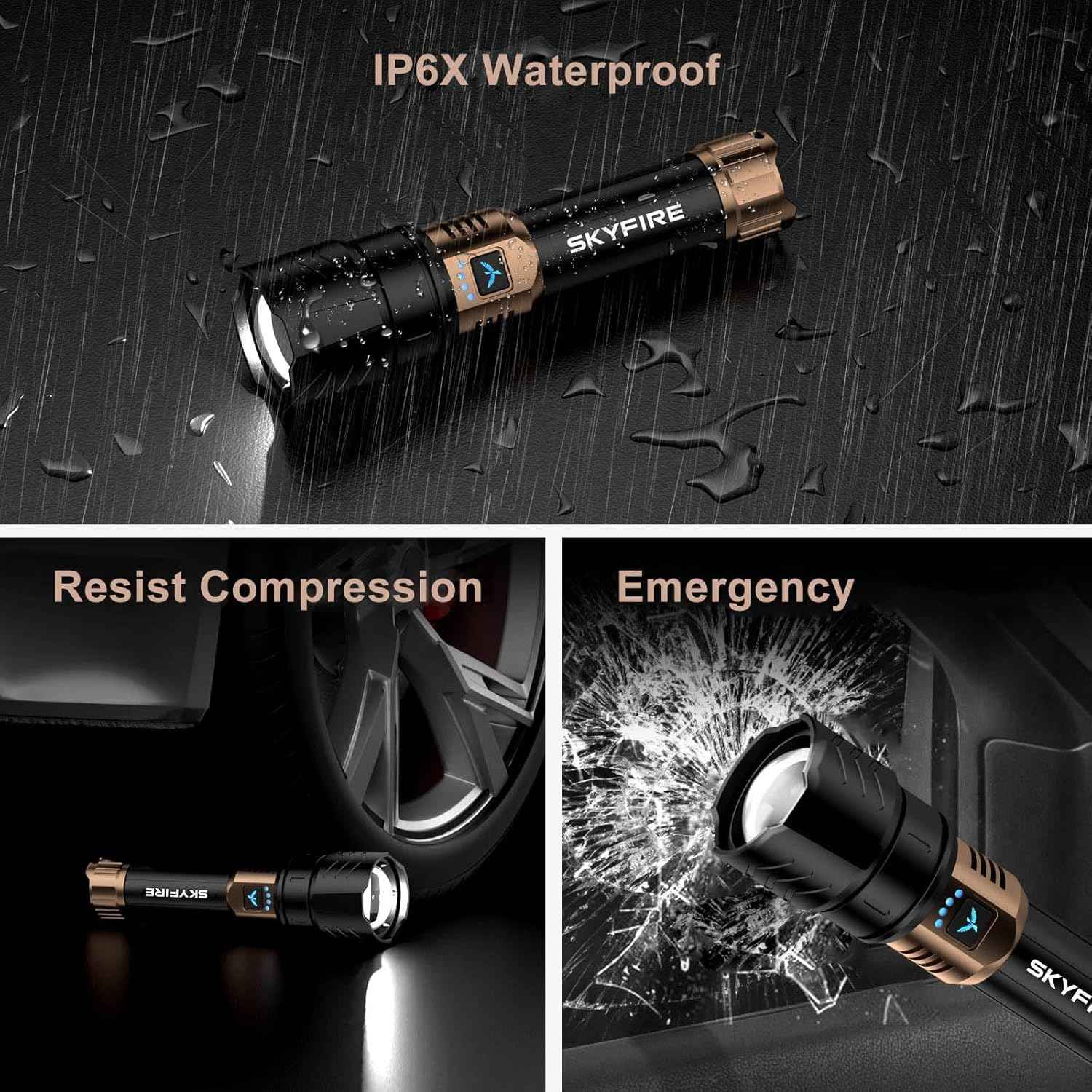 2000 Lumen Rechargeable LED Flashlight - Waterproof Tactical Light with Zoom & 4 Modes for Camping & Outdoor Use