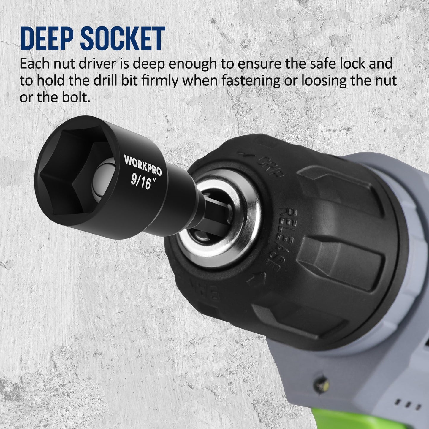 WORKPRO 6 PCS Magnetic Nut Driver Set, Metric & SAE, 1/4" Hex Shank, Drill Socket Set, Impact Driver Bit Set, 1/4” to 9/16”, Chrome Vanadium Steel