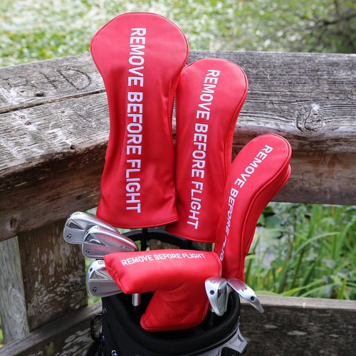 Golf Club Covers, Premium Leather Driver Headcover, Fairway Wood, 3 Wood, Hybrid, Fits Mallet Blade Putter Head Covers, Alignment Stick Cover, Headcovers Set (Driver)