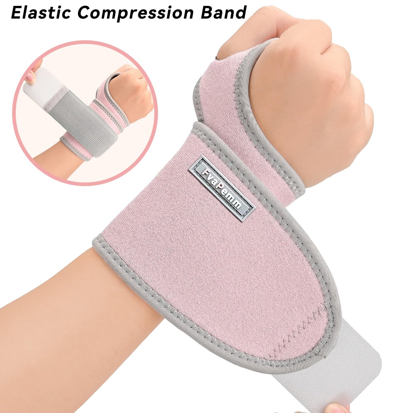 Carpal Tunnel Wrist Brace for Right Left Hand 2 Pack, Wrist Support Wraps for Women Men, Adjustable Wrist Brace for Tendonitis, Arthritis, Weightlifting, Sports, Day Night Support, Pink