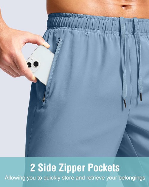 G Gradual Men's Athletic Running Shorts - Quick Dry Workout Gym Shorts with Zipper Pockets | 7"/5"/9" Sizes