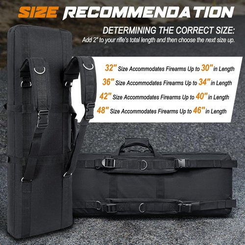 DULCE DOM Double Rifle Case - Tactical Soft Padded Backpack for Hunting & Shooting | 36-48 Inch, Heavy-Duty Storage for 2 Rifles & Pistols