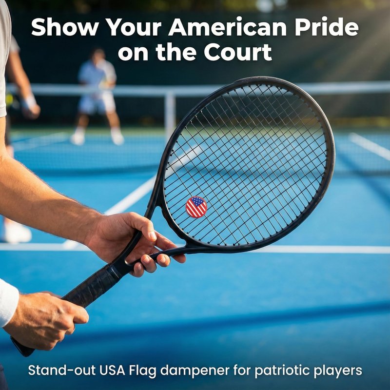 Novelyza American Flag Tennis Racket Dampener: Silicone Tennis Vibration Shock Absorbers - USA Patriotic Racquet Damper for Sporter, Tennis Accessories (10 Pack)