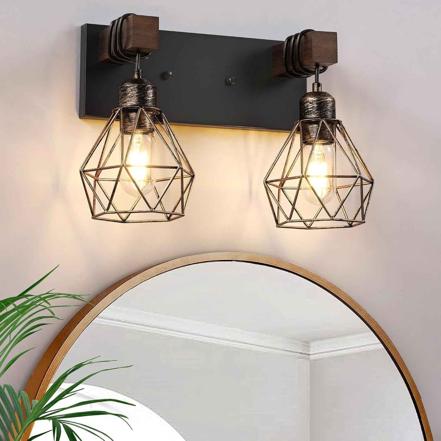 Farmhouse 3-Light Bathroom Vanity Light Fixture - Rustic White Wood Sconces for Mirror