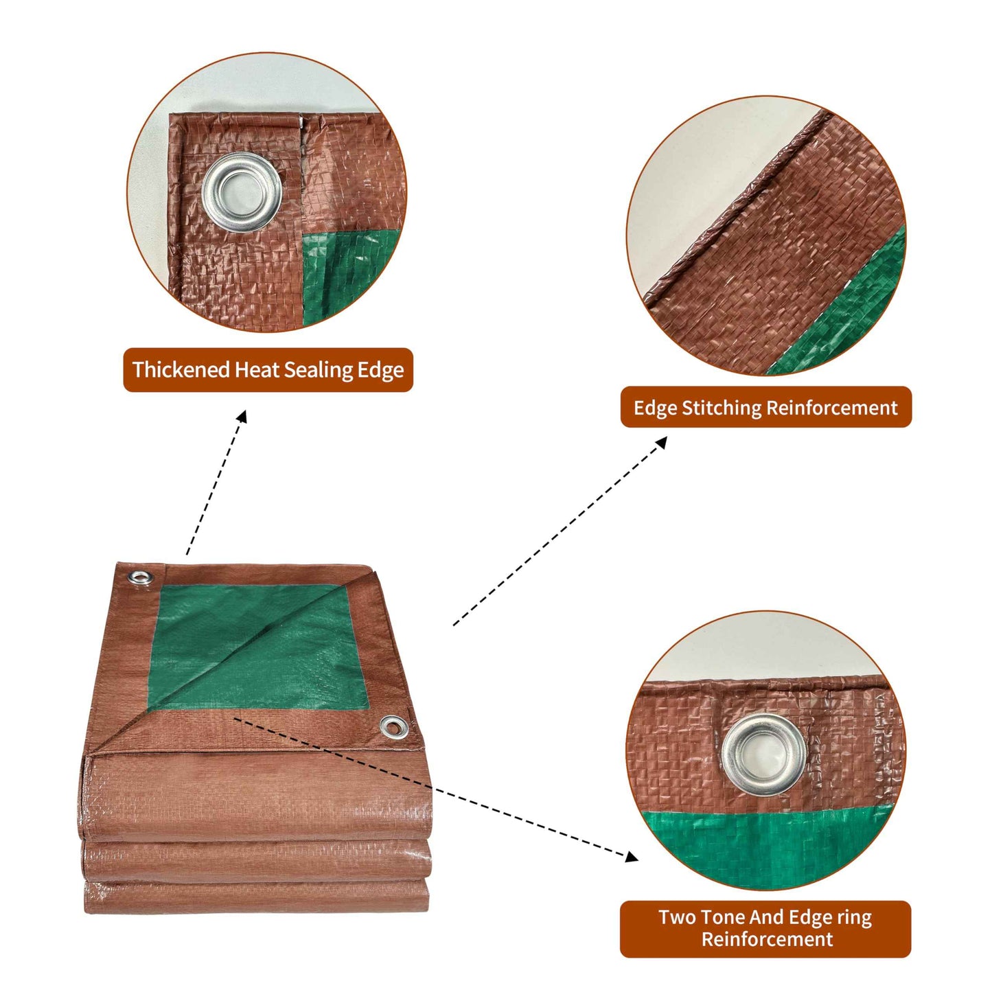 Tarp 10x14 ft 100% Waterproof 7mil Durable Grommets and Reinforced Edges,Uv Resistant,Green/Brown Tarp,Emergency Rain Shelter,Outdoor Cover and Camping Use -by MVPNET