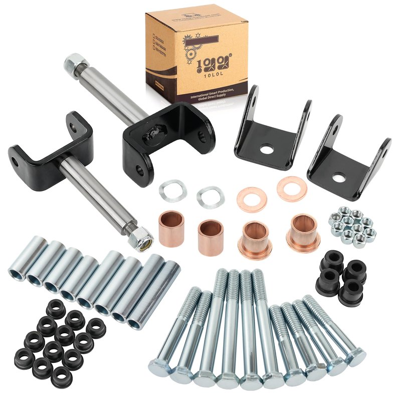 Generic 10L0L Golf Cart Front End Rebuild Kit fits Club Car DS 1993-Up Gas & Electric Models with Kingpins/Delta A arm bushings/Front Leaf Spring Bushings and Bolts/Clevis, silver
