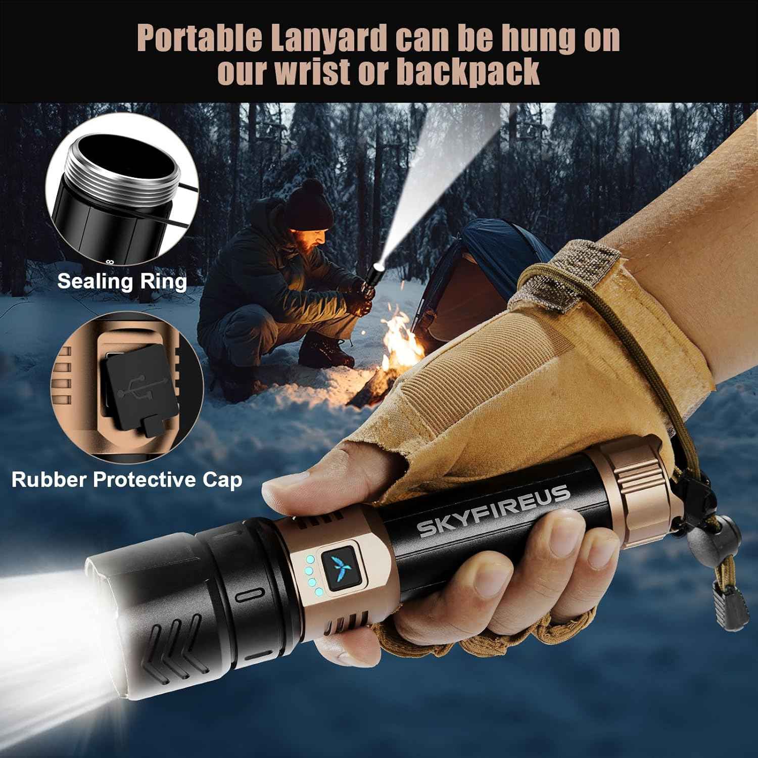 2000 Lumen Rechargeable LED Flashlight - Waterproof Tactical Light with Zoom & 4 Modes for Camping & Outdoor Use