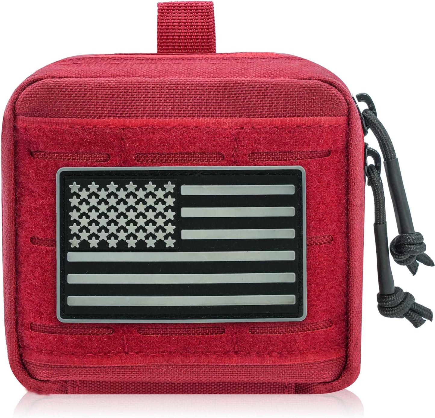 Upgrade Tactical Molle Admin Pouch - Laser Cut Design with Interior Divider | 4x4 Inches, Flag Patch