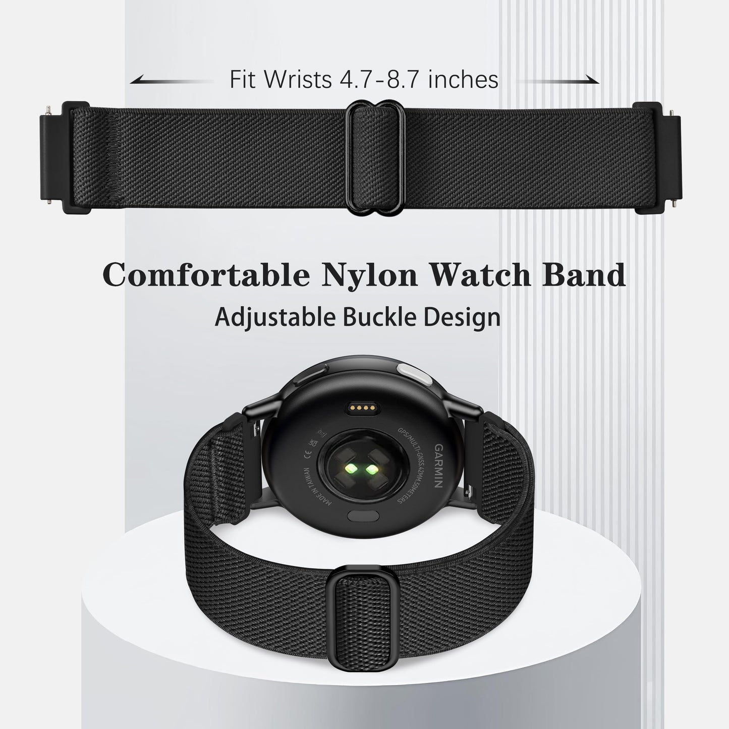 22mm Nylon Sport Elastic Bands Compatible with Garmin Venu 4 45mm/Venu 3/Venu 2, 3 Pack Wristband Strap Replacement for Amazfit Bip 5/Bip 6/GTR 4/3 Pro/3/2/2e/47mm/Forerunner 265/255/Vivoactive 4