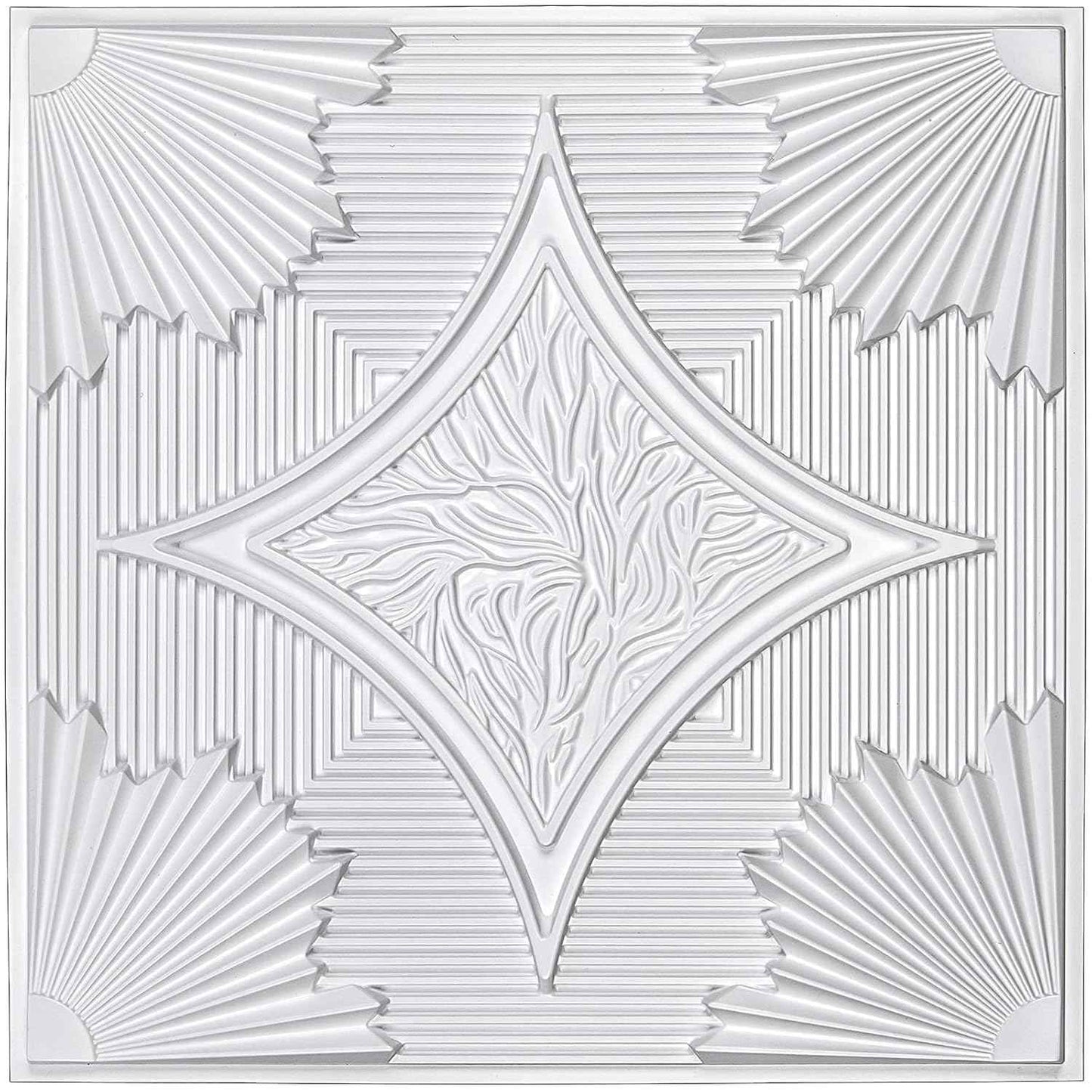 Art3d 24x24 White Drop Ceiling Tiles (12-Pack, 48 Sq.ft) - 3D Wainscoting Panels for Easy Glue-Up