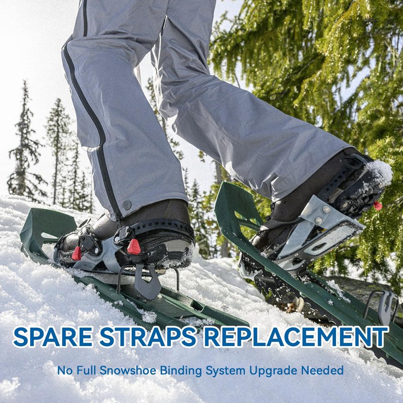 ERETOW Snowshoe Straps for MSR Snowshoes, Includes 6x12" and 2x18" Straps, Compatible with MSR Denali Evo Ascent Snowshoes & PosiLock Bindings, Black
