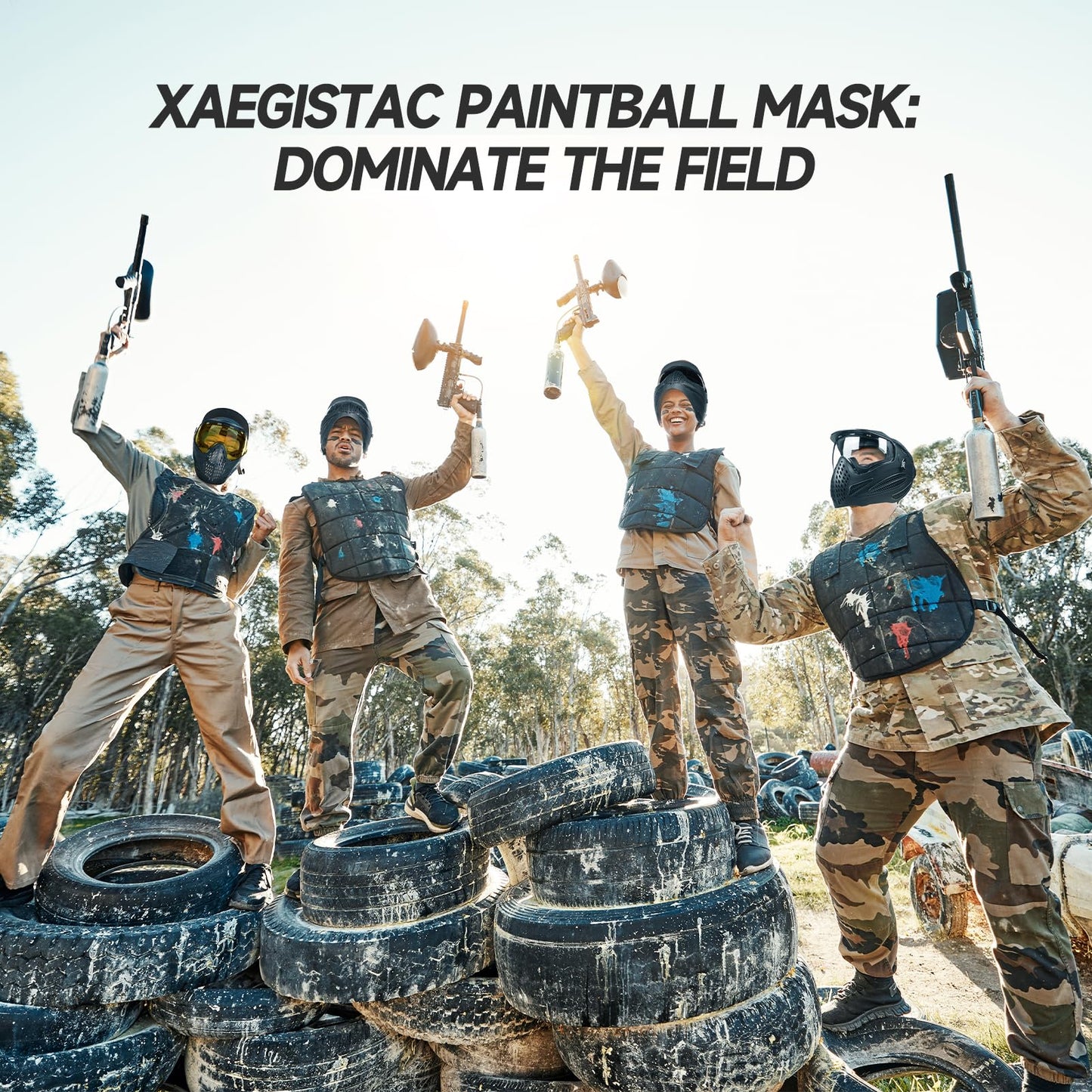 Xaegistac Paintball Mask-Intergrated Sun Visor Airsoft Mask