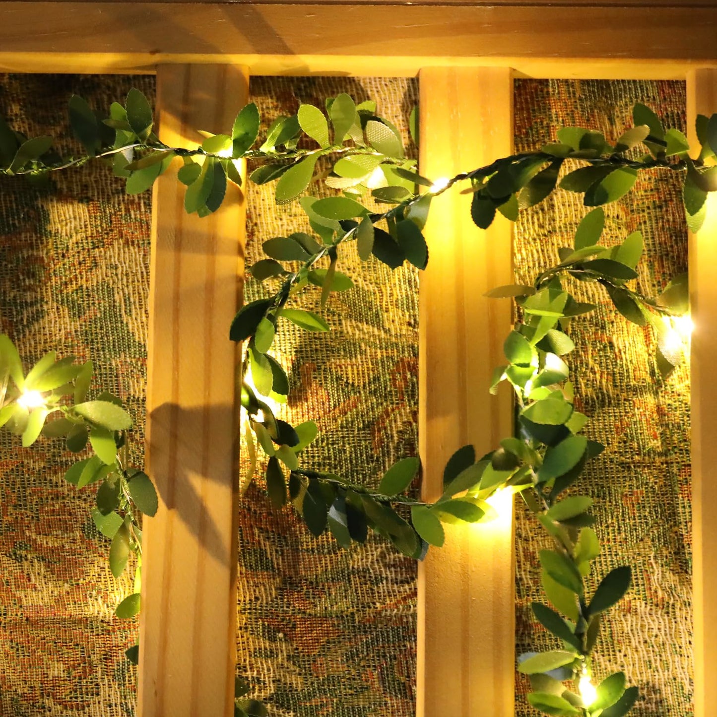 2 Pack 6ft Fairy Lights with Green Leaf Garland, Battery Operated,20 LED Artificial Garland Plant Vine Light Perfect for Bedroom, Christmas,Wall, Garden, Wedding, Party Centerpiece,Decor (Warm White)