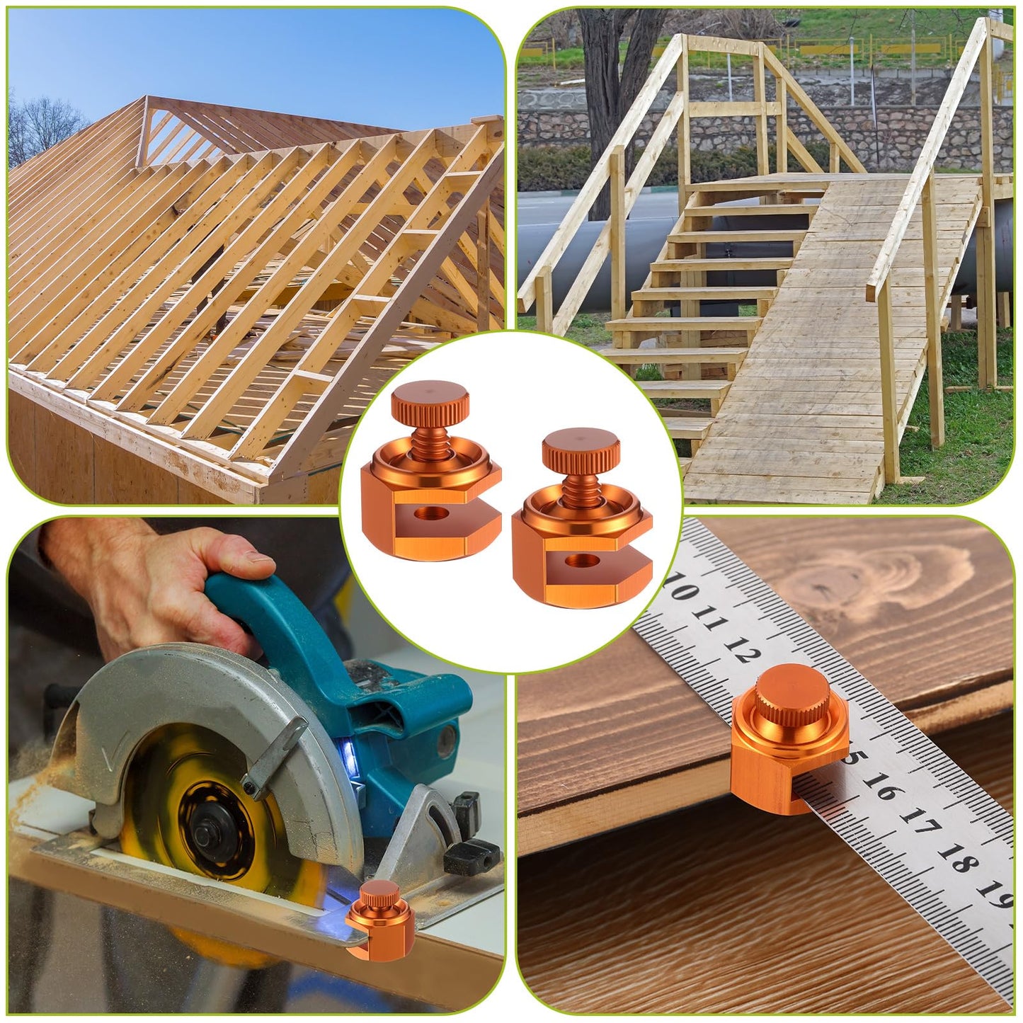 Ceoighe 4 Pack Stair/Square Gauge Set for Framing Square, Stair Stringer Layout Tool for Circular Saw, Carpentry Squares and Rafter Layout, Aluminum Alloy Stair Gauge Tool (Orange)