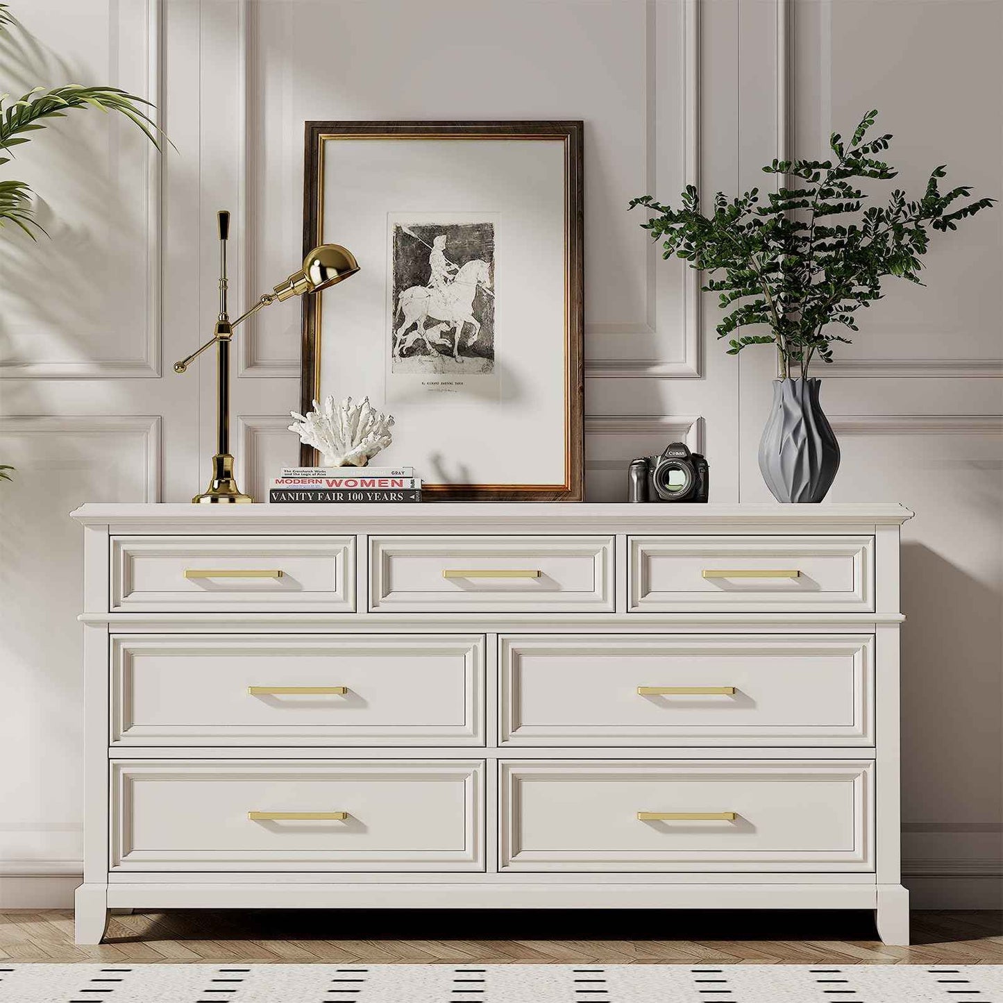 Haliwu 30 Pack Cabinet Handles Brushed Gold Cabinet Pulls 5 Inch Hole Center Drawer Pulls Modern Square Dresser Handles for Bathroom Kitchen Bedroom, Zinc Alloy