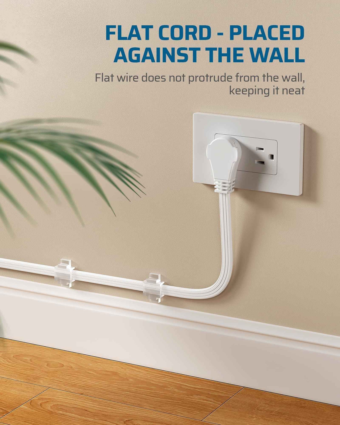 DEWENWILS 6FT 360° Rotating Flat Plug Extension Cord/Wire, 16AWG Multi 3 Outlet Extension Cord, 3 Prong Grounded Wire for Small Appliances, 2 Pack, White