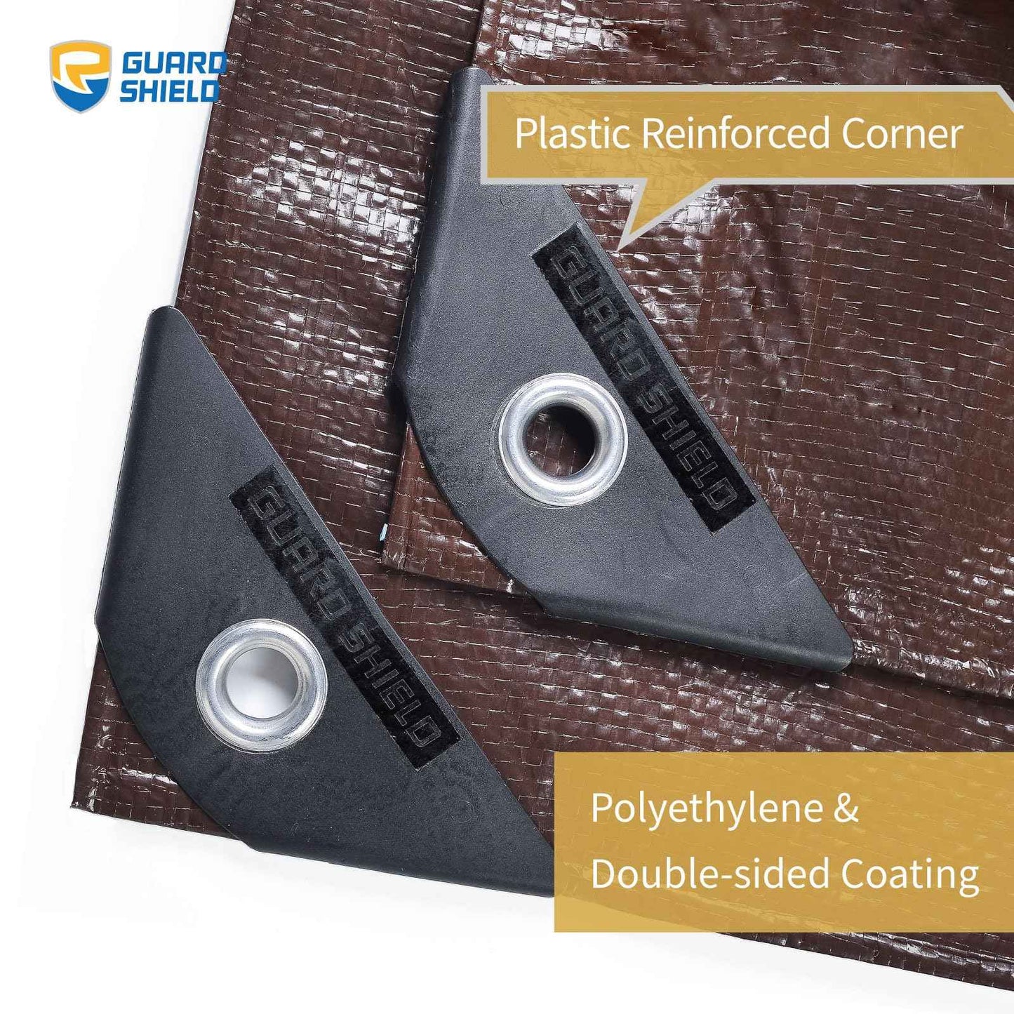 GUARD SHIELD Brown Tarp 10x10 Feet Waterproof Tarps Lightweight Camping Tarp Outdoor Multi Purpose Poly Cover 6mil