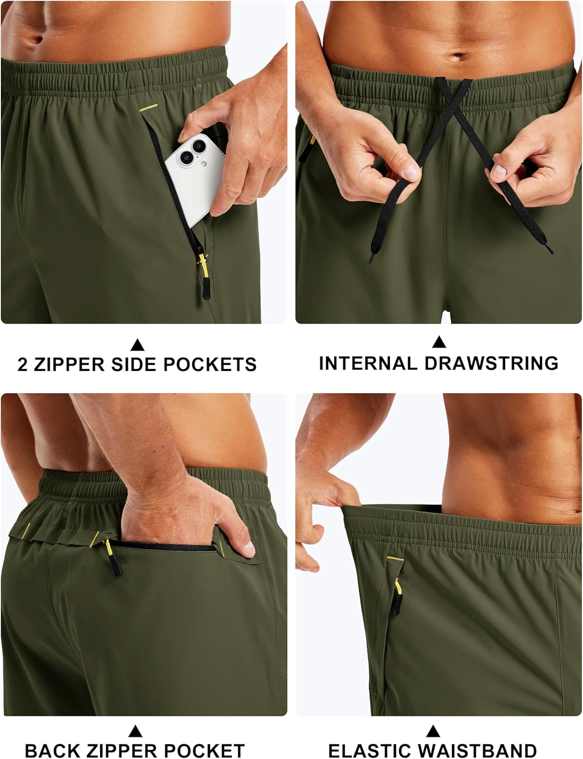 TACVASEN Men's Running Shorts - Quick Dry Athletic Gym Shorts with 3 Zipper Pockets | Lightweight Summer Fit