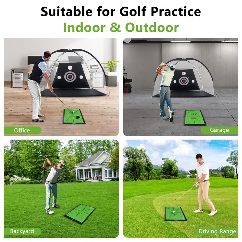 Golf Hitting Mat Indoor, Golf Practice Mat Outdoor, Chipping Training Mats – Replaceable Pad with Instant Swing Path Feedback for Backyard Driving Garden - 13" x 17"