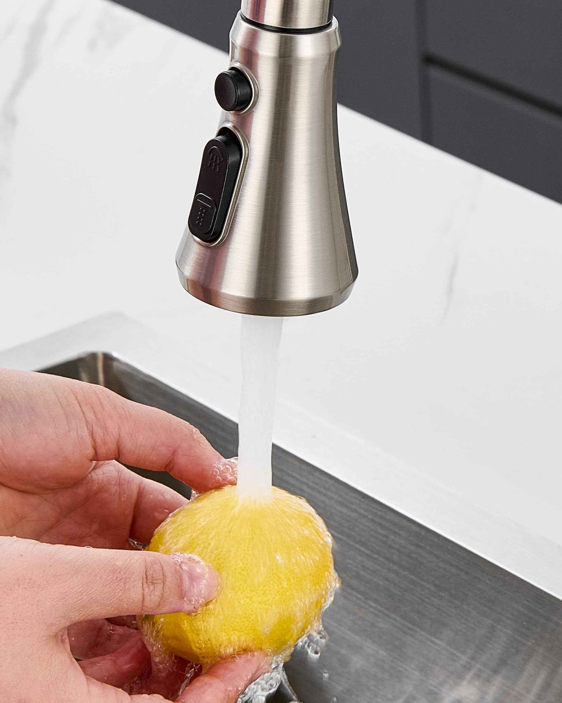 J-HVA Kitchen Faucet Head, Pull Down Kitchen Sink Sprayer Head Replacement for Kitchen Faucet, 3 Functions High Pressure Sink Spray Nozzle, Spray Head with 15 Adapters, Brushed Nickel