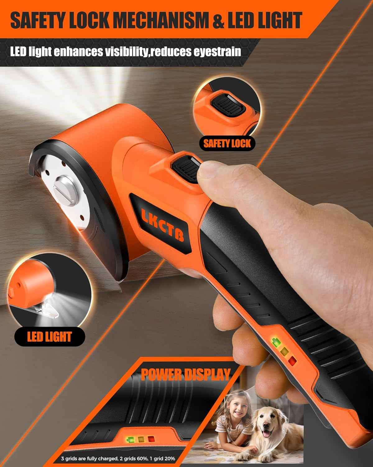 Rechargeable Electric Cardboard Cutter Scissors with LED Light & Tungsten Steel Blade