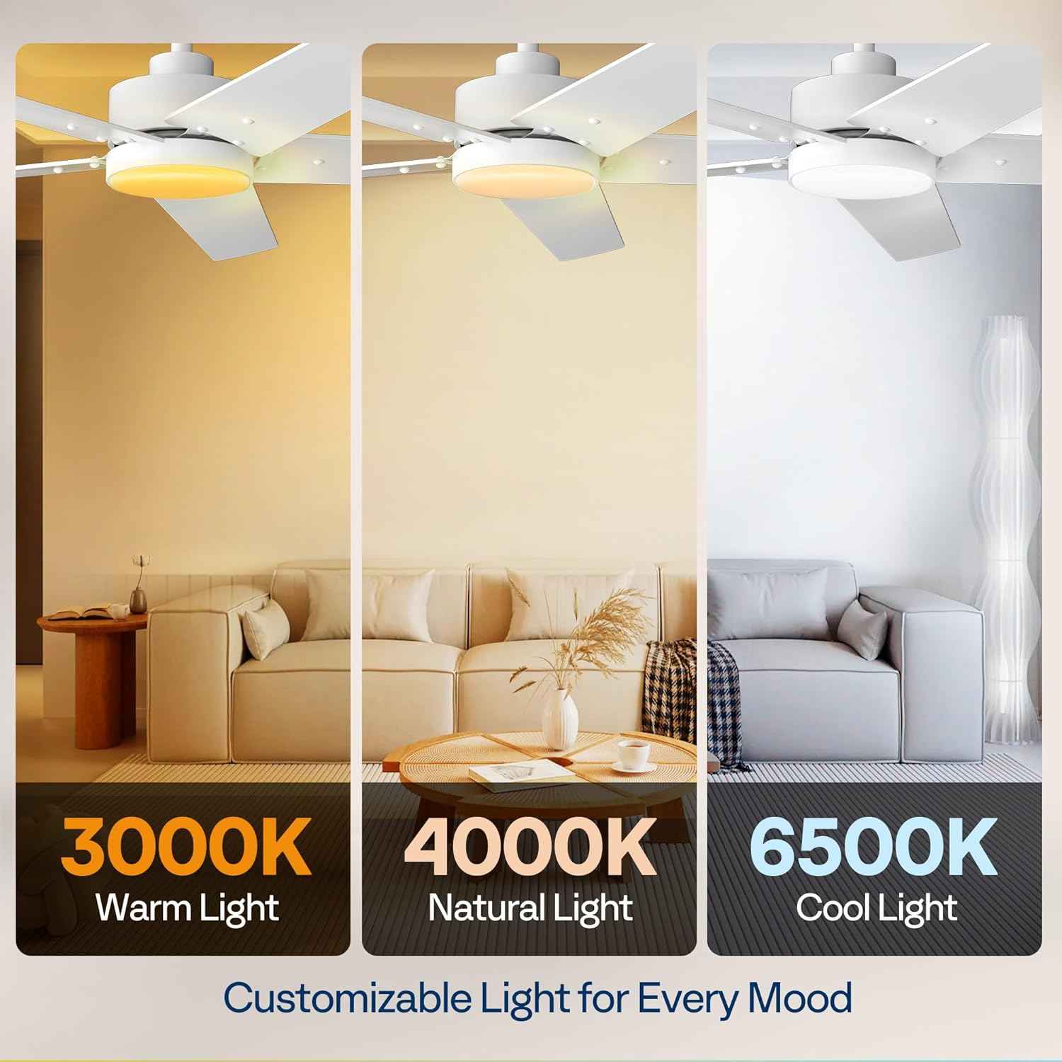 42-Inch VIVOHOME Low Profile Ceiling Fan with Lights & Remote - Dimmable, Quiet, Reversible for Bedroom & Living Room